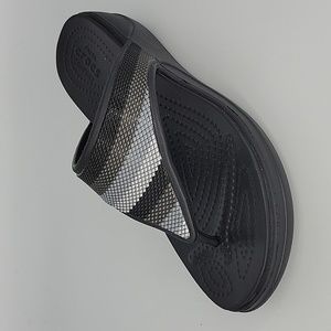 Crocs Monterey Beaded Stripe Wedge Sandal 9 Black Grey Silver